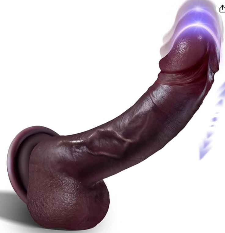 Heated Thrusting Realistic Dildo – 9 Vibration & Thrust Modes, Remote Control Black Vibrator for G-Spot, Clit & Anal Stimulation | Adult Sex Toy for Women & Couples | dragon condom | belt condom